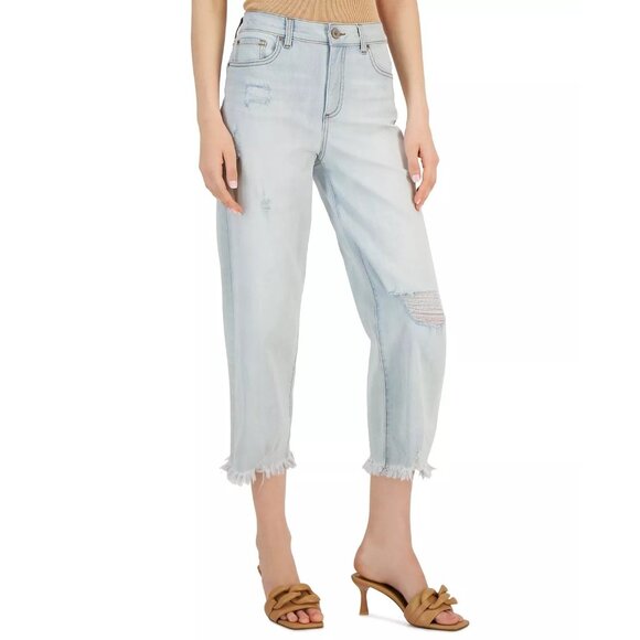 INC International Concept Womens Cropped Wide Leg Jeans Light Indigo Size 12 NWT - Picture 1 of 7